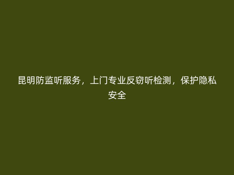 昆明防监听服务，上门专业反窃听检测，保护隐私安全